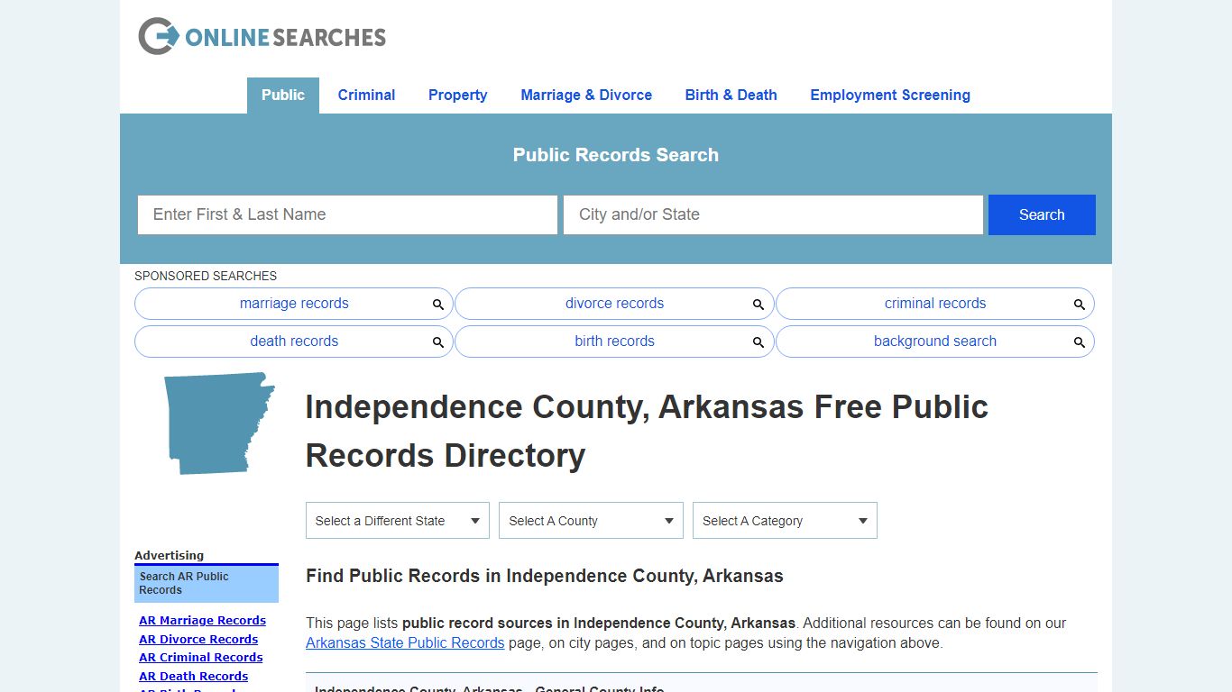 Independence County, Arkansas Public Records Directory