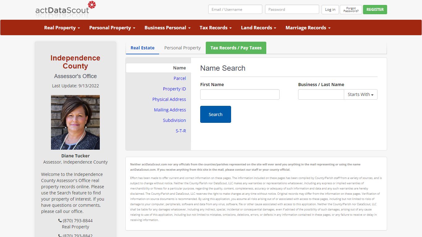 Independence County, Arkansas Real Property Search - actDataScout